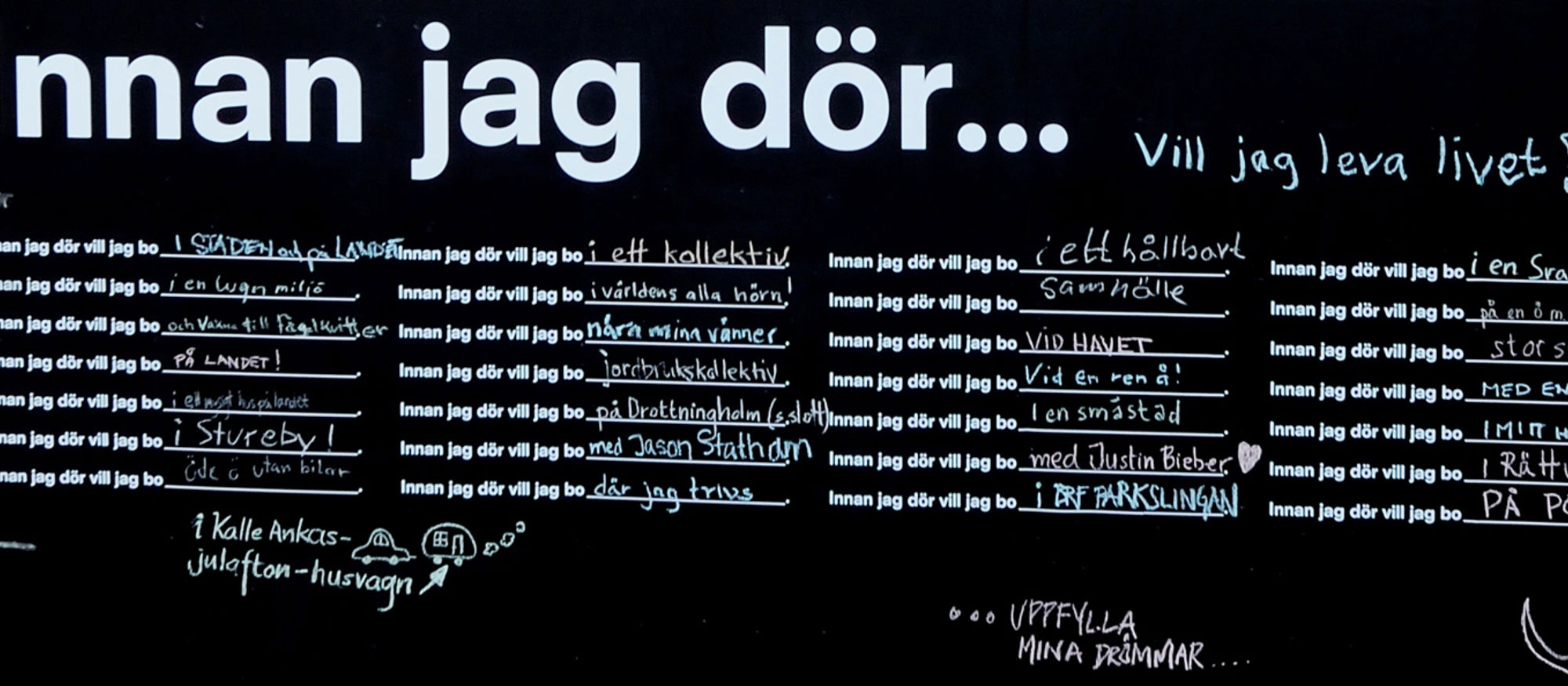 ”Before I die-konceptet” har nått Stureby och den heta bostadsdebatten. Foto: Veidekke 